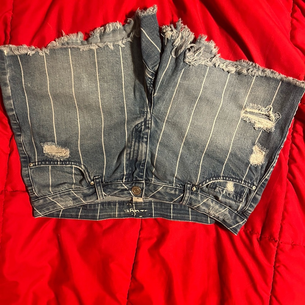 Distressed Blue Striped Women's Jeans